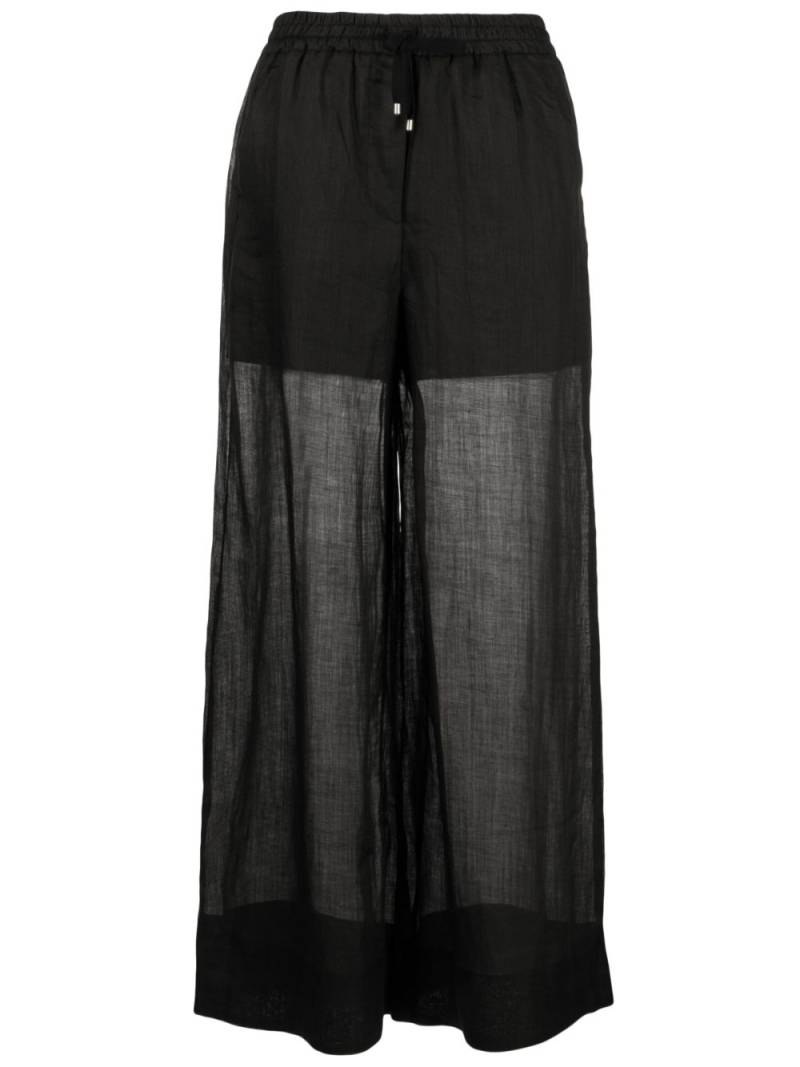 Lorena Antoniazzi semi-sheer ramie palazzo trousers - Black von Lorena Antoniazzi