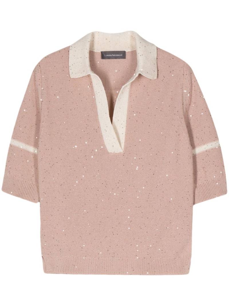 Lorena Antoniazzi sequin-embellished knitted polo shirt - Pink von Lorena Antoniazzi