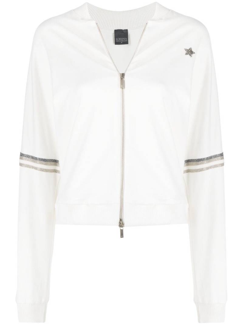 Lorena Antoniazzi side-stripe zip-up track jacket - White von Lorena Antoniazzi