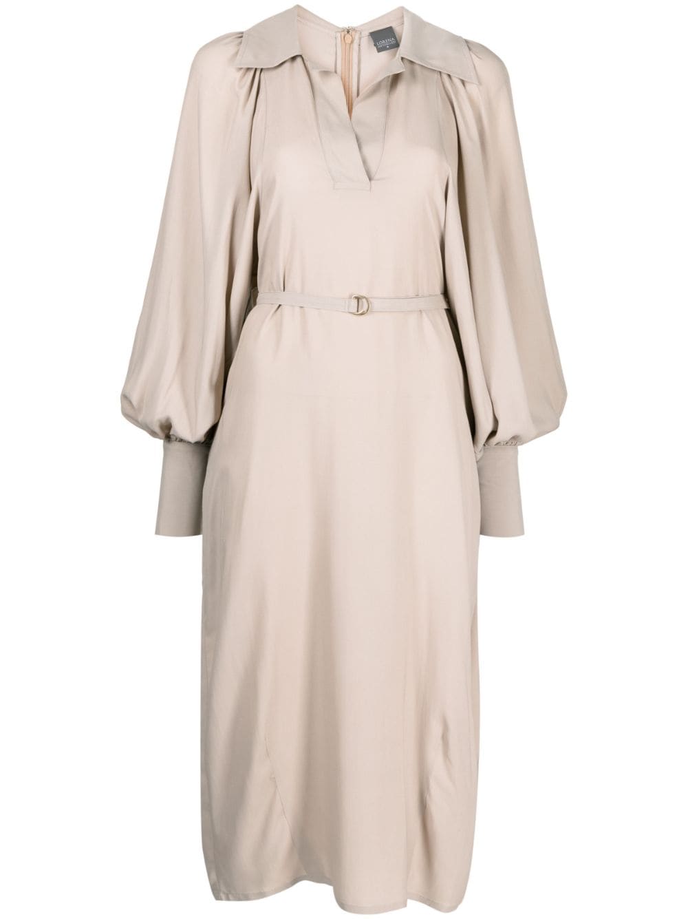 Lorena Antoniazzi spread-collar belted midi dress - Neutrals von Lorena Antoniazzi