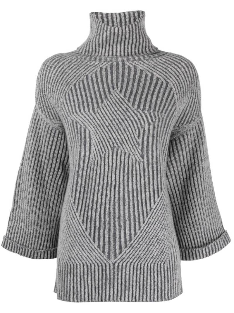 Lorena Antoniazzi star-embroidered roll-neck jumper - Grey von Lorena Antoniazzi