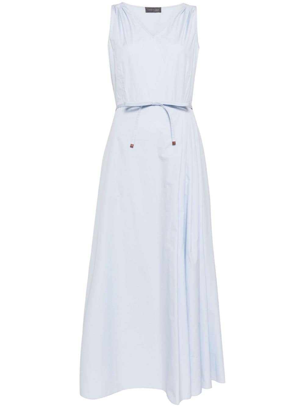 Lorena Antoniazzi tied-waist cotton midi dress - Blue von Lorena Antoniazzi