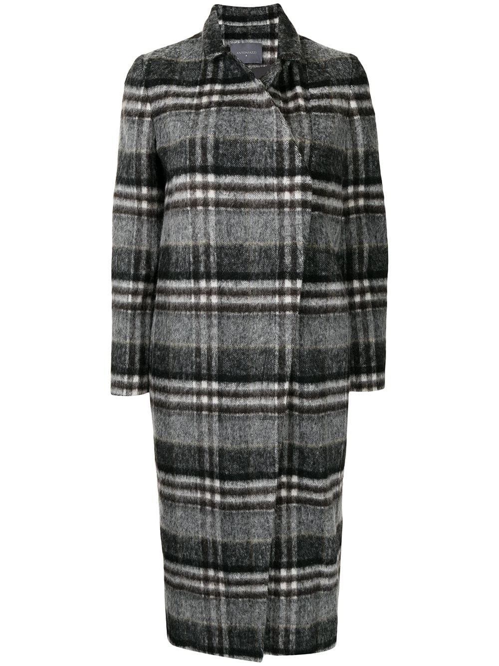 Lorena Antoniazzi wrap-style check single-breasted coat - Grey von Lorena Antoniazzi