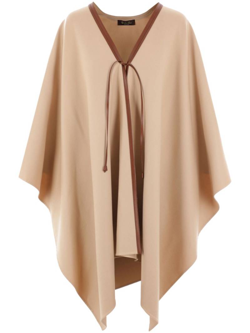 Loro Piana leather-trim cashmere cape - Brown von Loro Piana