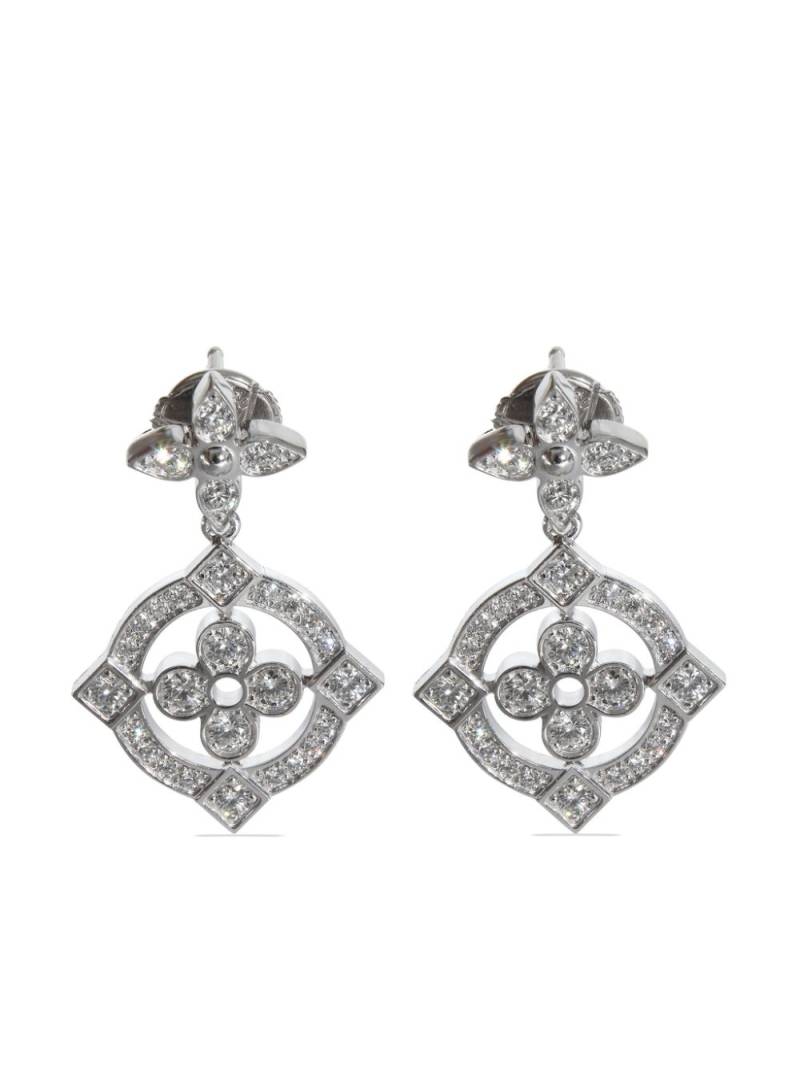 Louis Vuitton Pre-Owned 18kt white gold Dentelle diamond drop earrings - Silver von Louis Vuitton Pre-Owned