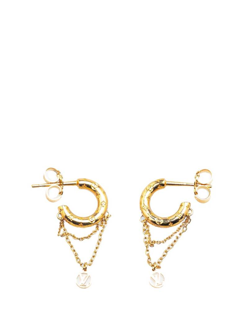 Louis Vuitton Pre-Owned 2000 Gold Plated Nanogram Hoop costume earrings von Louis Vuitton Pre-Owned