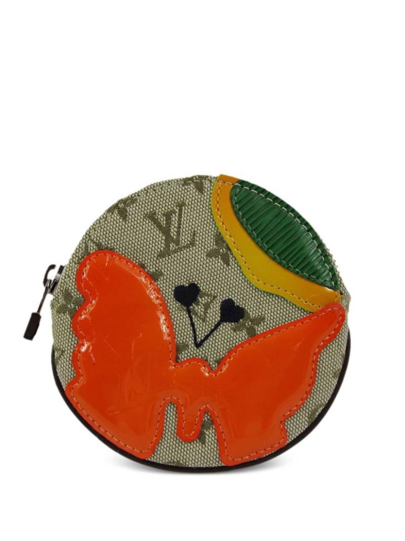 Louis Vuitton Pre-Owned 2002 butterfly patch round coin case - Green von Louis Vuitton Pre-Owned