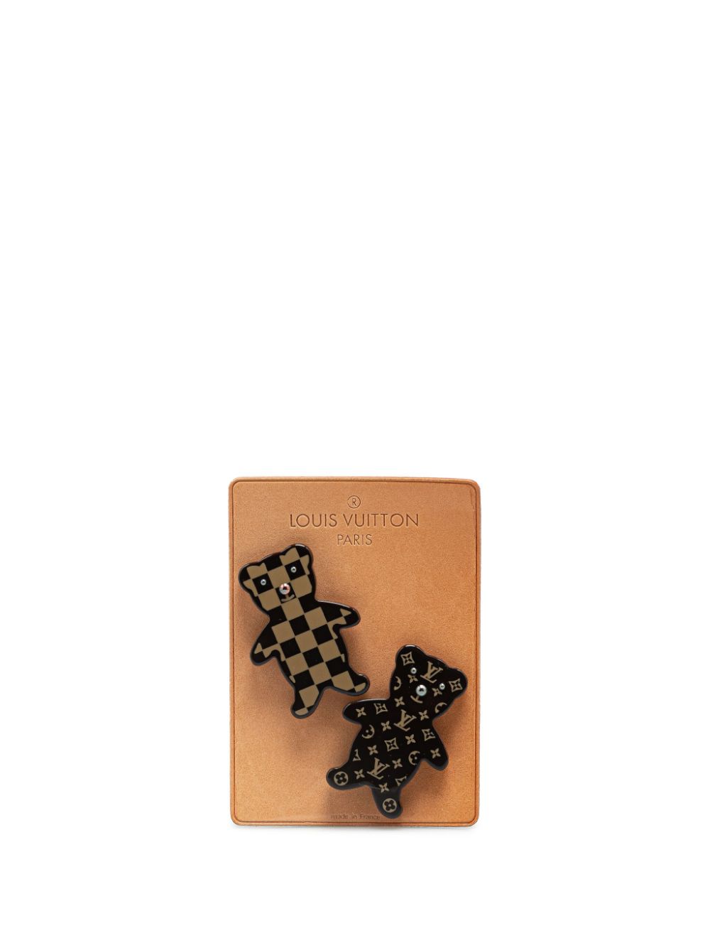 Louis Vuitton Pre-Owned 2005 Monogram Nonours Teddy Bear Pin Set costume brooch - Black von Louis Vuitton Pre-Owned