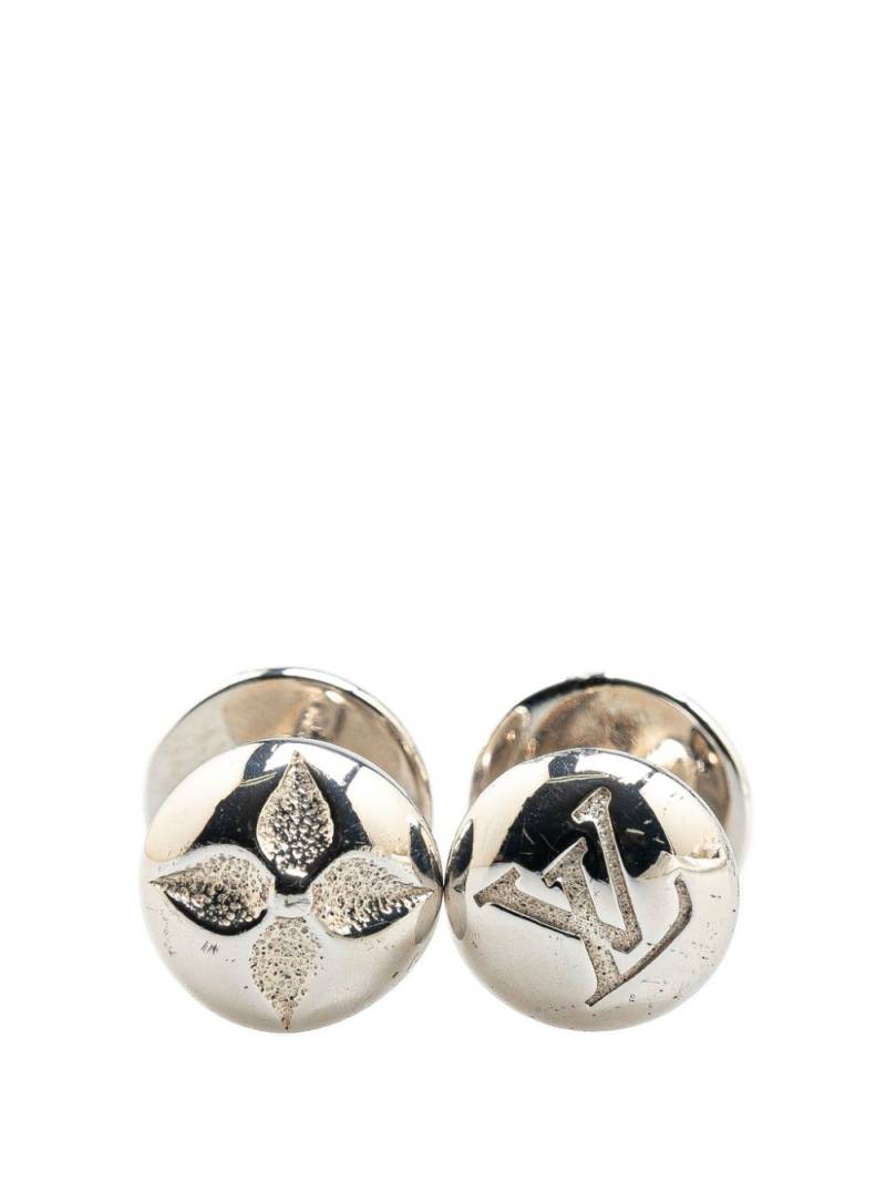 Louis Vuitton Pre-Owned 2014 Silver Bouton de Manchette And Damier Ebene Case costume cufflinks von Louis Vuitton Pre-Owned