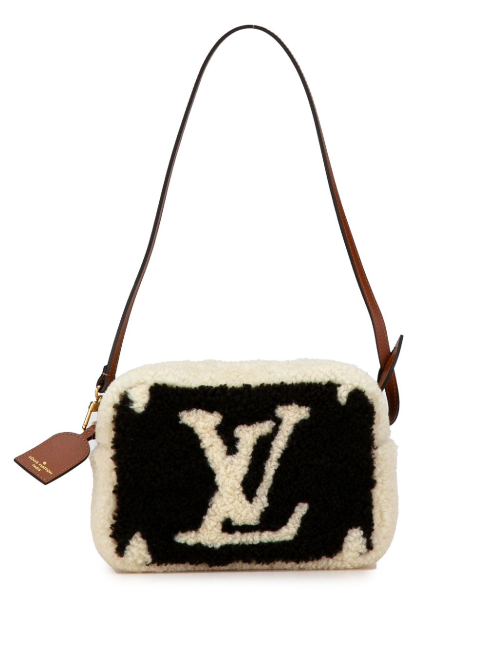 Louis Vuitton Pre-Owned 2019 Monogram Giant Shearling Teddy Beach Pouch shoulder bag - Black von Louis Vuitton Pre-Owned