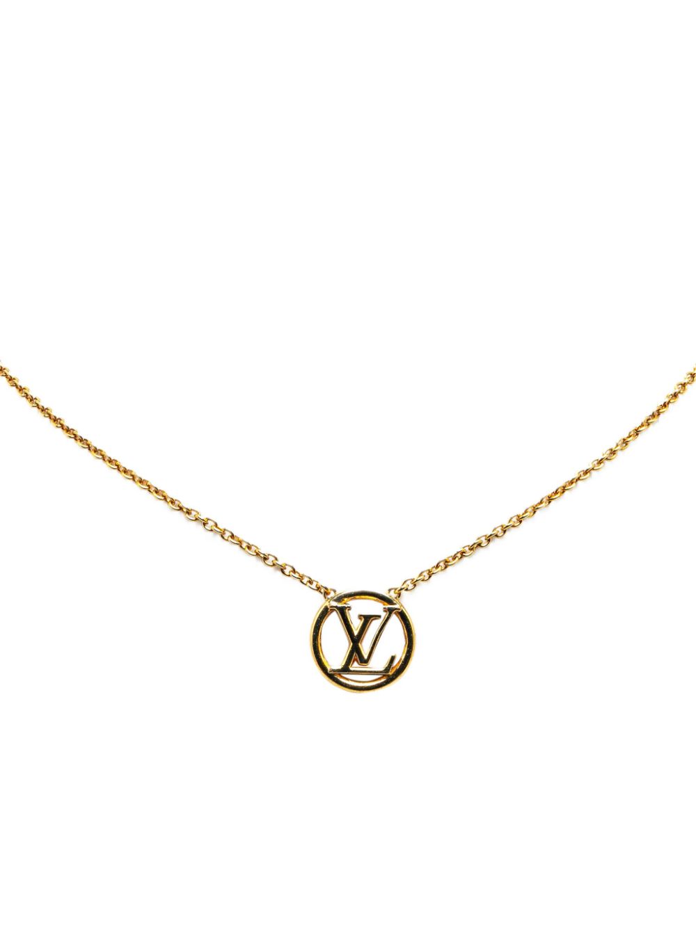 Louis Vuitton Pre-Owned 2020 Gold Plated Mother Of Pearl L To V Pearlfection Pendant costume necklace von Louis Vuitton Pre-Owned