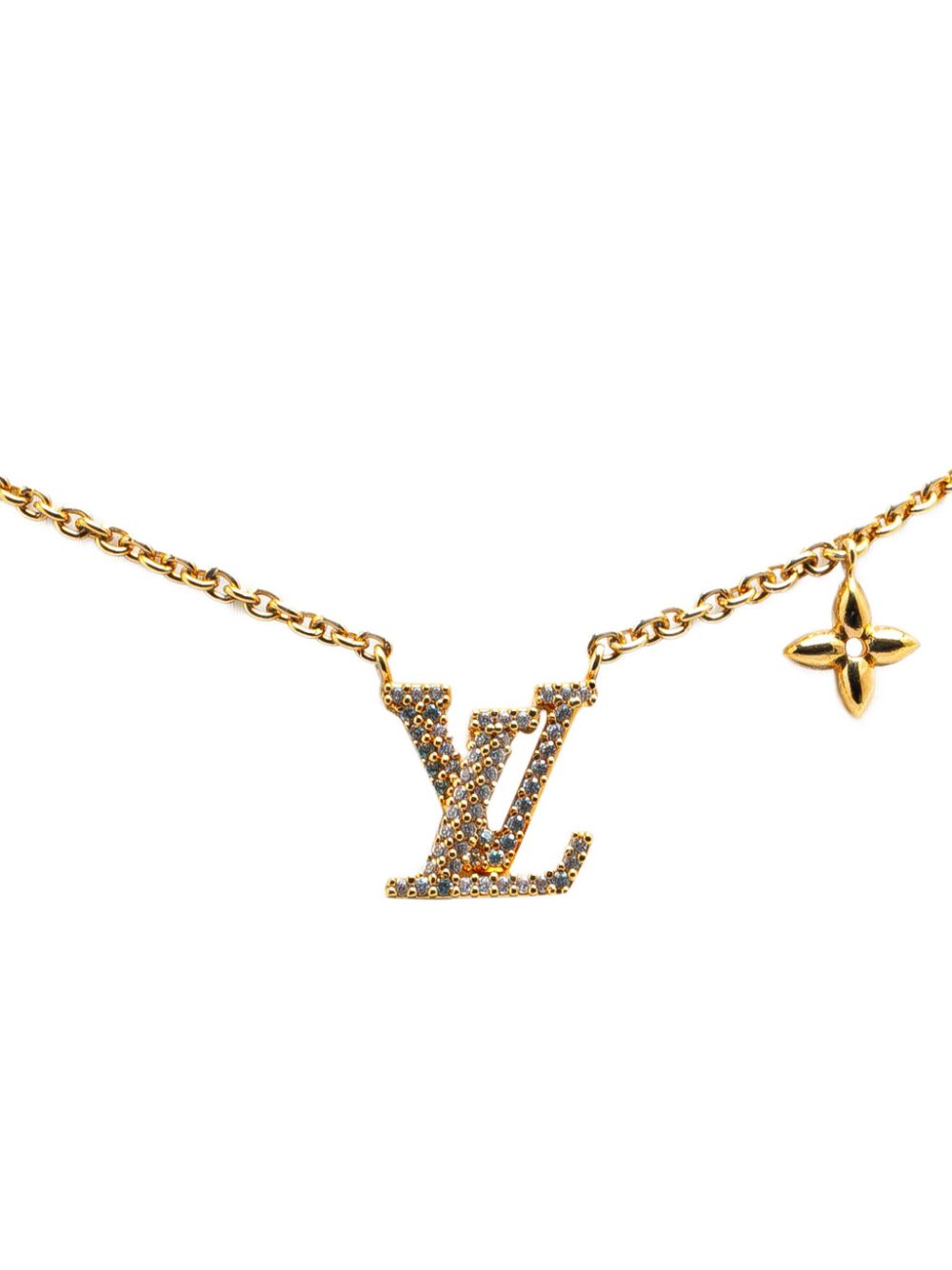 Louis Vuitton Pre-Owned 2024 Gold Plated LV Crystal Iconic Pendant costume necklace von Louis Vuitton Pre-Owned