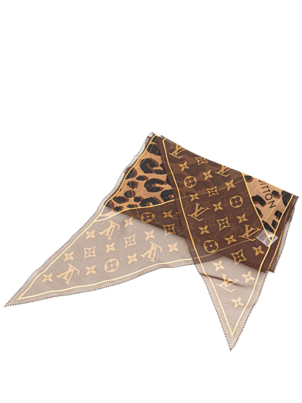 Louis Vuitton Pre-Owned 21st Century Monogram Leopard Silk Scarf scarves - Brown von Louis Vuitton Pre-Owned