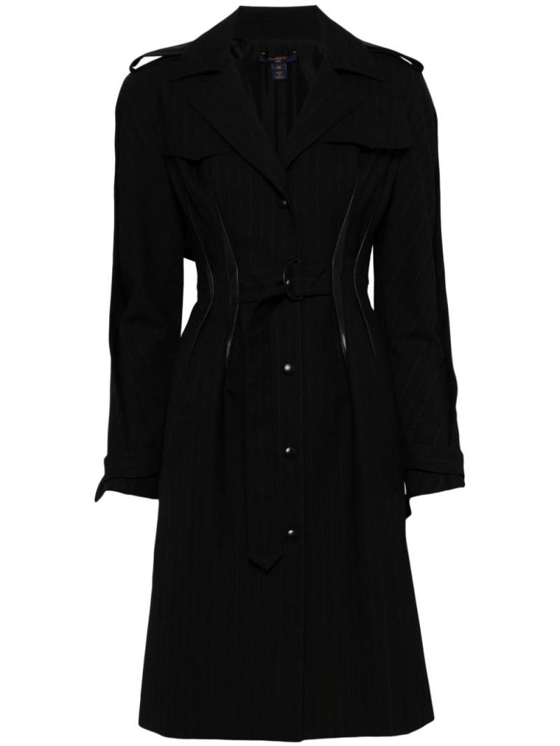 Louis Vuitton Pre-Owned pinstriped belted wool coat - Black von Louis Vuitton Pre-Owned