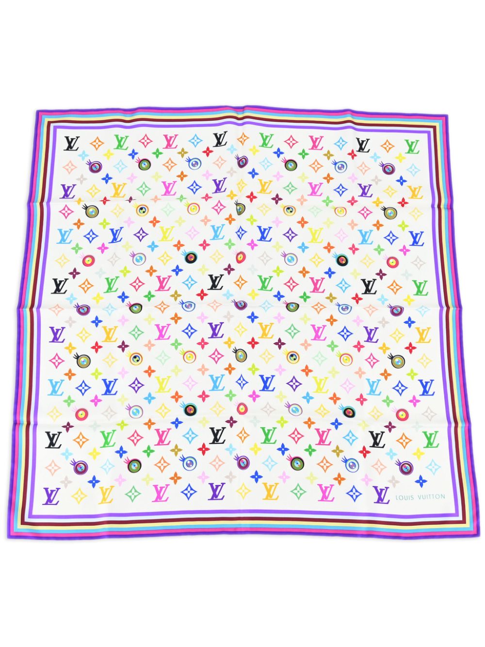 Louis Vuitton Pre-Owned x Takashi Murakami 1990-2000 Eye Love Monogram scarf - White von Louis Vuitton Pre-Owned