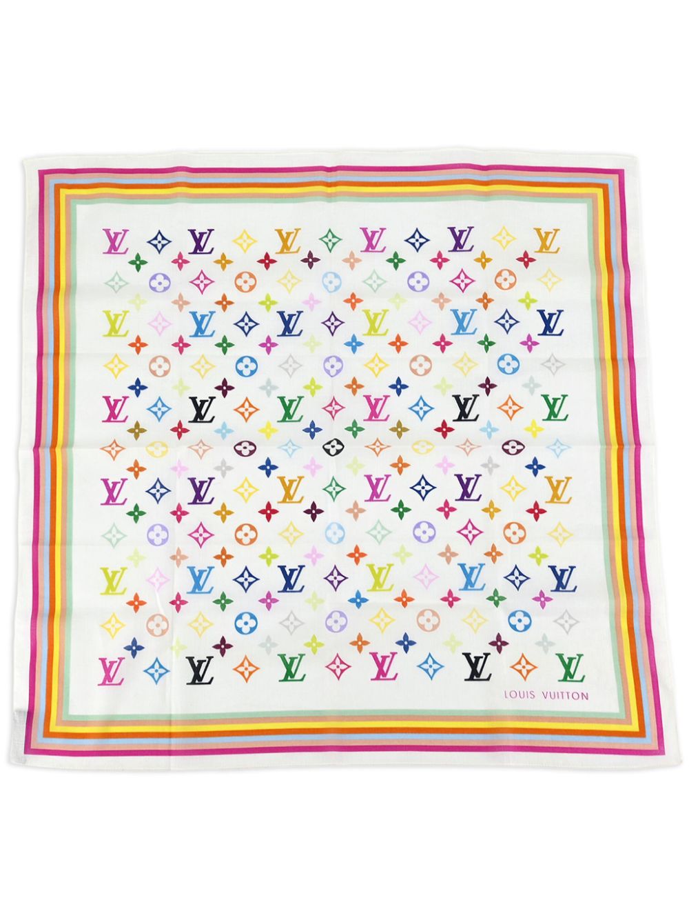 Louis Vuitton Pre-Owned x Takashi Murakami 1990-2000s Monogram cotton scarf - White von Louis Vuitton Pre-Owned