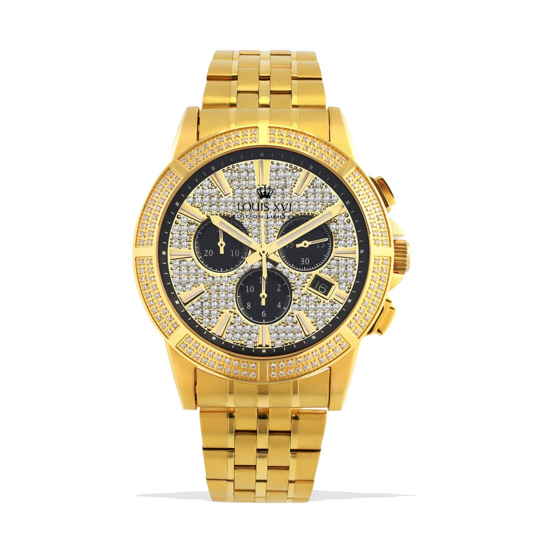 Chronograph Uhr Herren Gold 43mm von LOUIS XVI