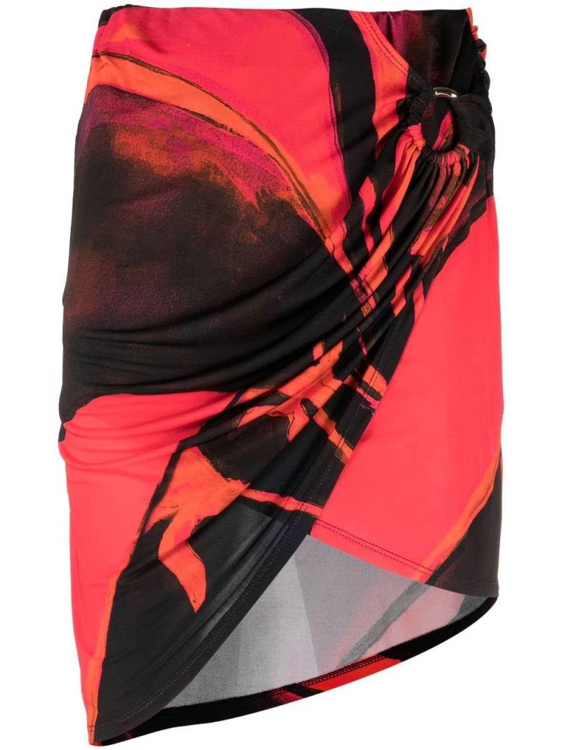 Louisa Ballou Coastline Red Queen-print draped miniskirt - Black von Louisa Ballou