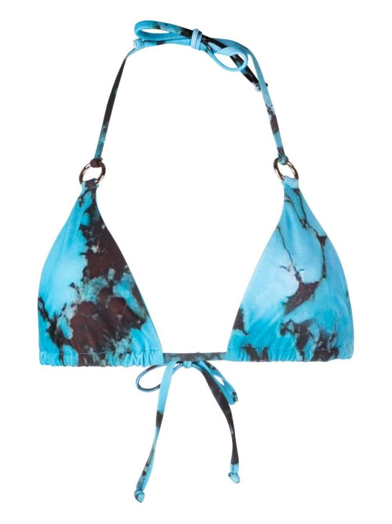 Louisa Ballou Mini Ring abstract-print bikini top - Blue von Louisa Ballou