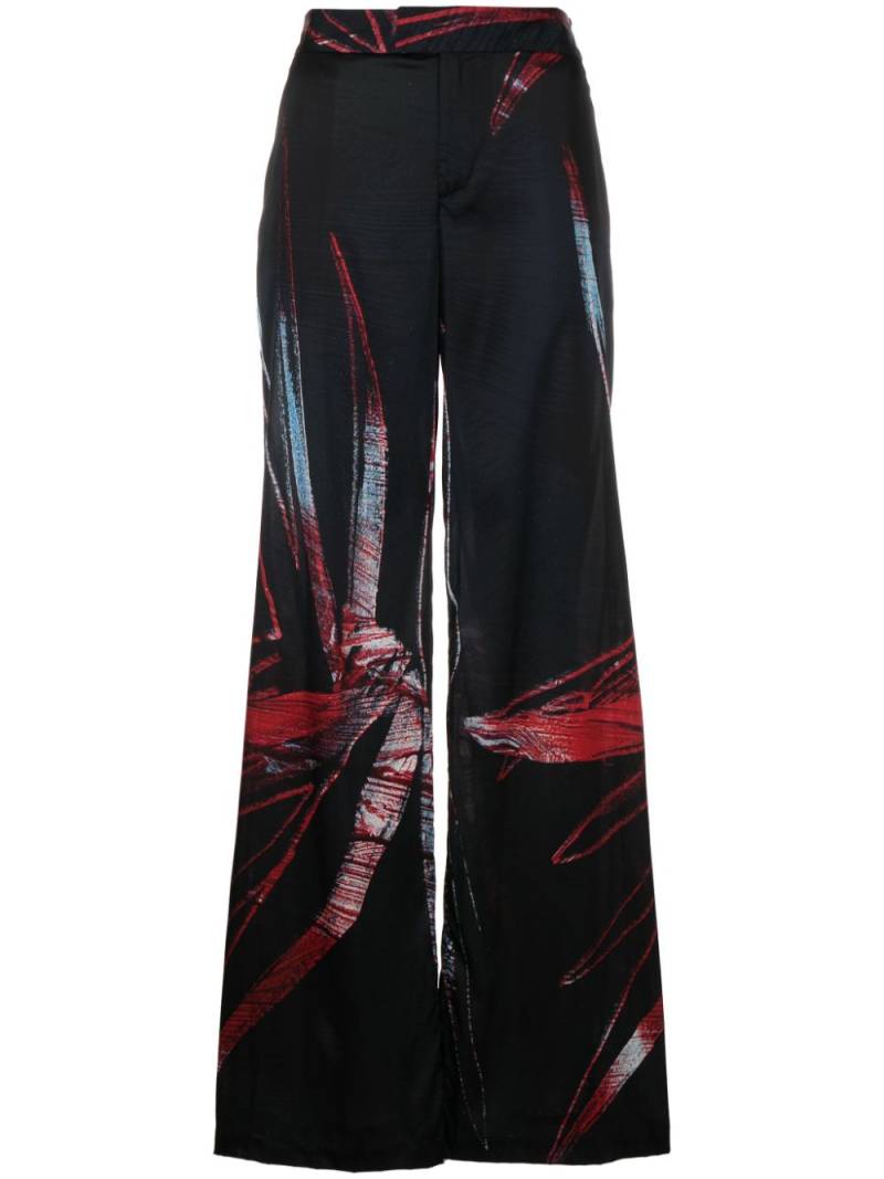 Louisa Ballou abstract-pattern wide-leg trousers - Black von Louisa Ballou