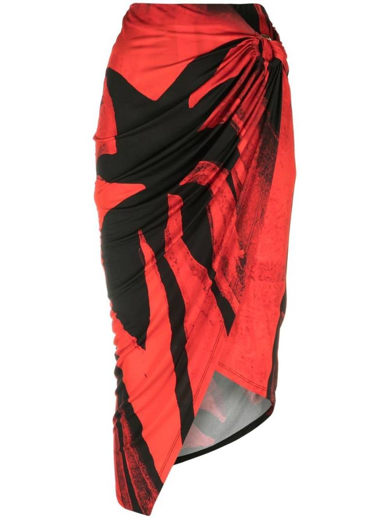 Louisa Ballou asymmetric graphic-print skirt - Red von Louisa Ballou