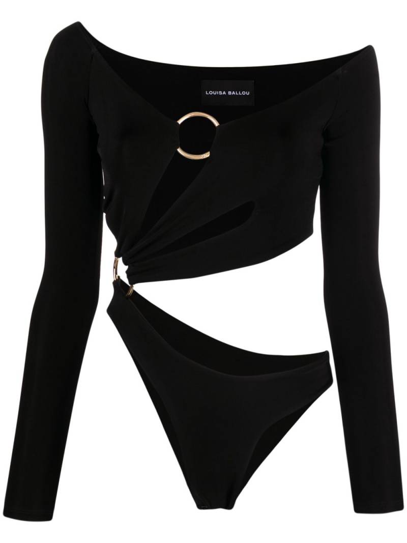 Louisa Ballou cut-out asymmetric jersey top - Black von Louisa Ballou