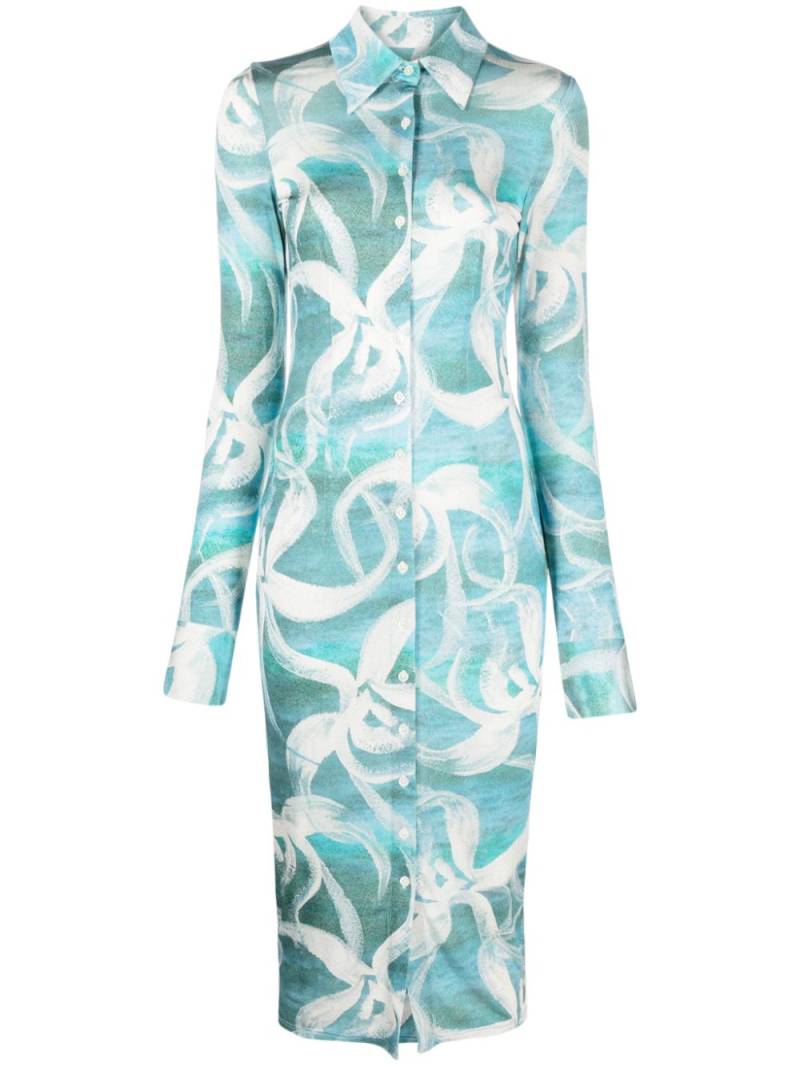 Louisa Ballou floral-print shirtdress - Blue von Louisa Ballou