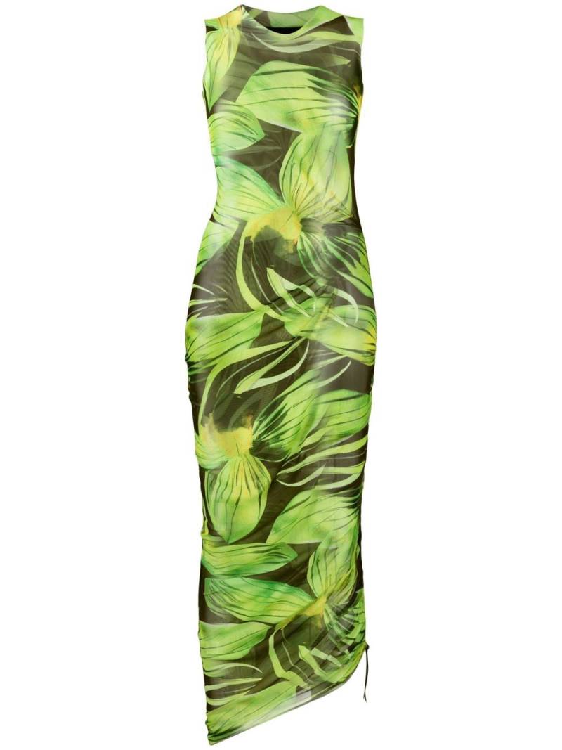 Louisa Ballou graphic-print ruched midi dress - Black von Louisa Ballou