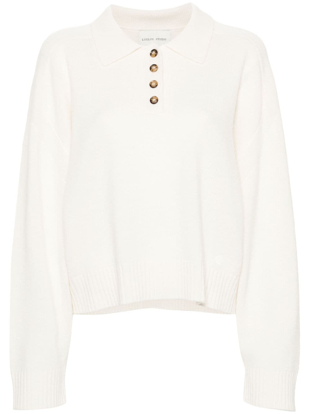 Loulou Studio Homere polo sweater - White von Loulou Studio