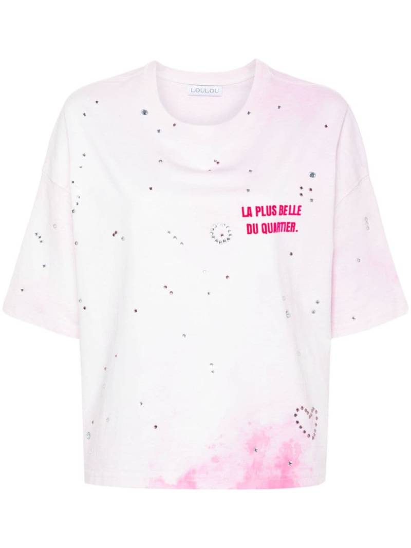 Loulou crystal-embellished washed T-shirt - Pink von Loulou