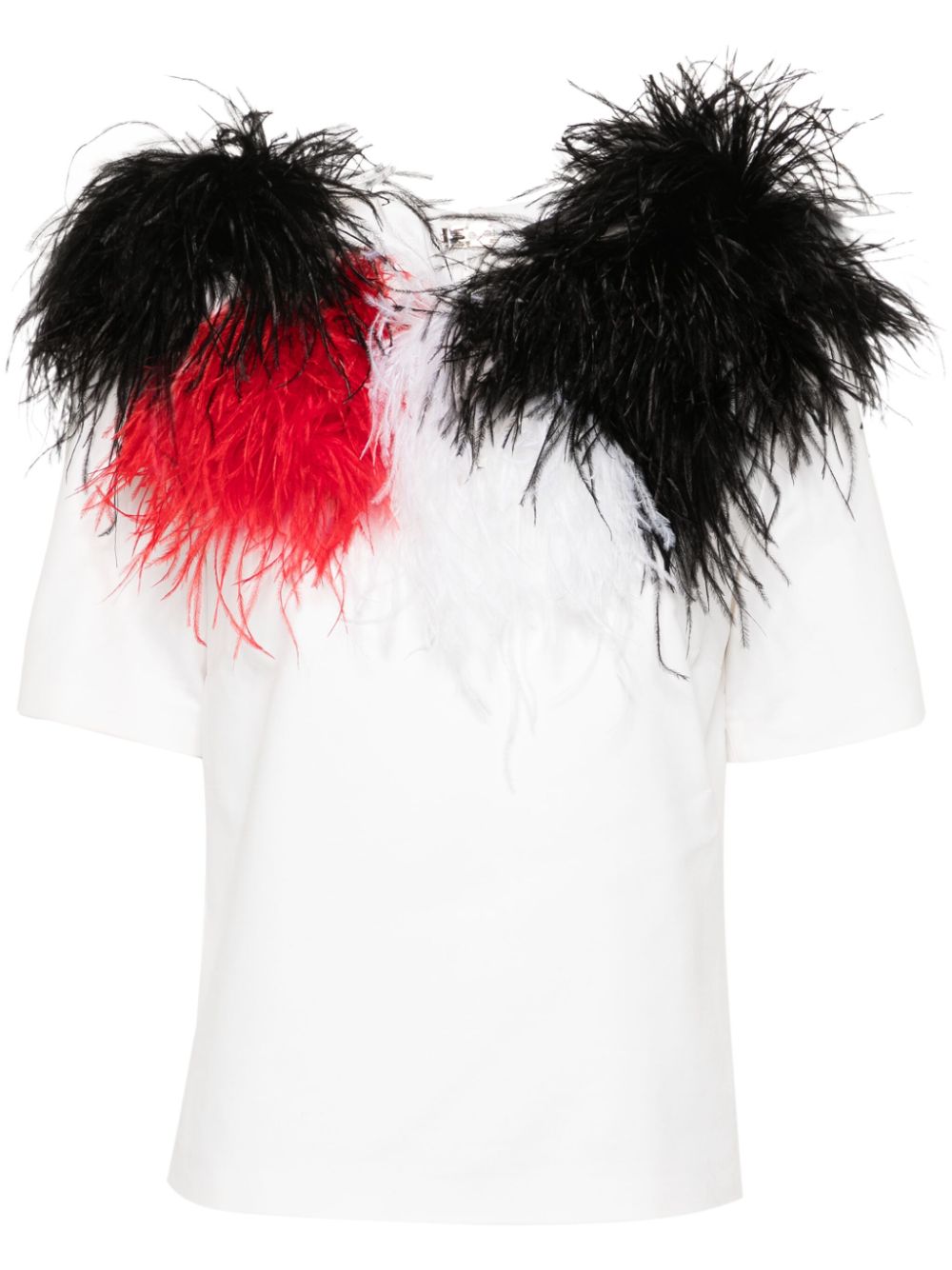 Loulou feather-detail T-shirt - White von Loulou