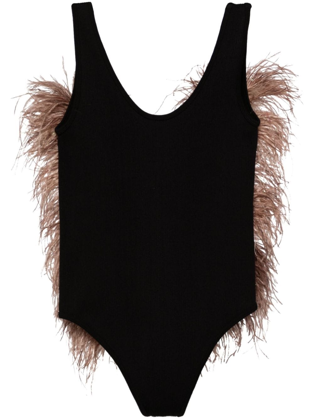 Loulou feather-detail bodysuit - Black von Loulou