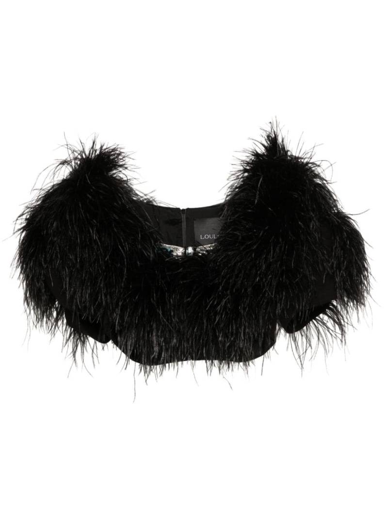 Loulou feather-detailing top - Black von Loulou