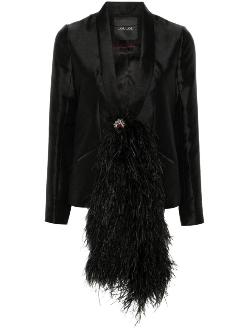 Loulou feather-sash blazer - Black von Loulou