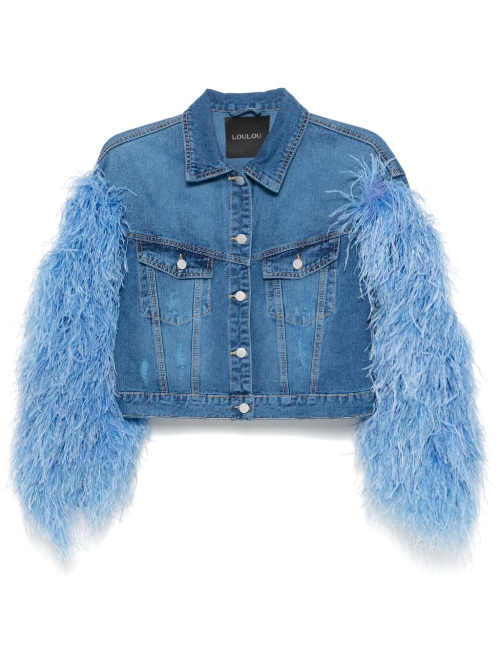 Loulou feather-trim jacket - Blue von Loulou