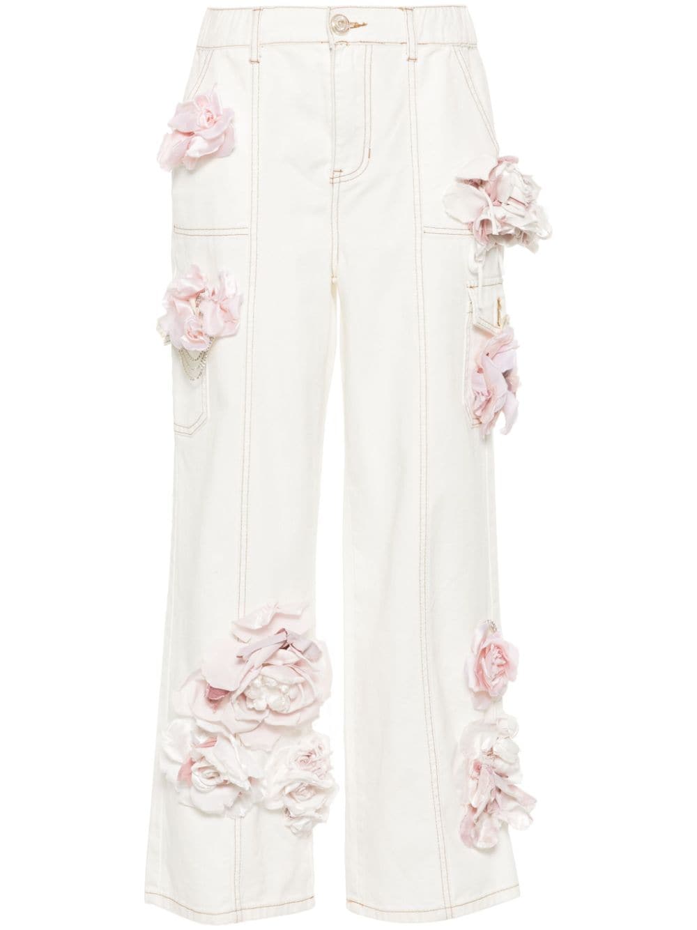 Loulou floral-appliqué straight-leg jeans - Neutrals von Loulou