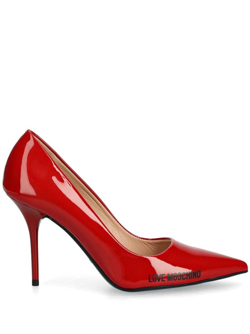 Love Moschino 100mm logo-print pumps - Red von Love Moschino