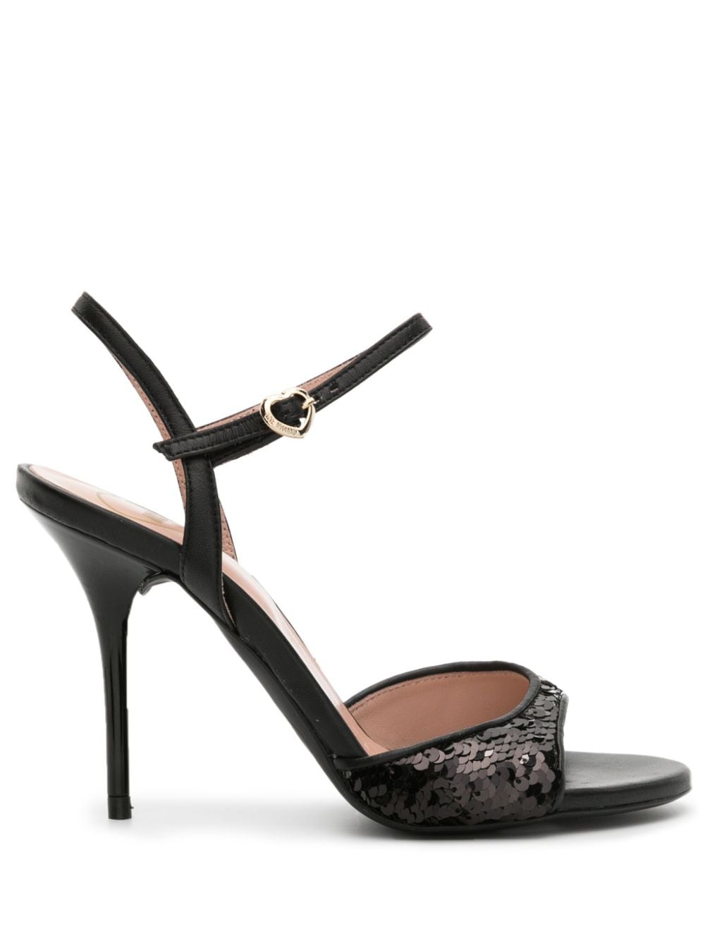 Love Moschino 110mm sequin-embellished leather sandals - Black von Love Moschino