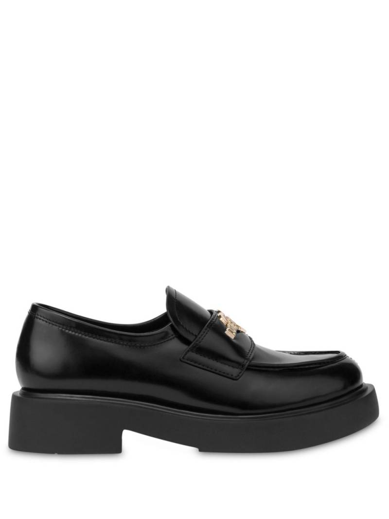 Love Moschino 35mm logo-plaque leather loafers - Black von Love Moschino