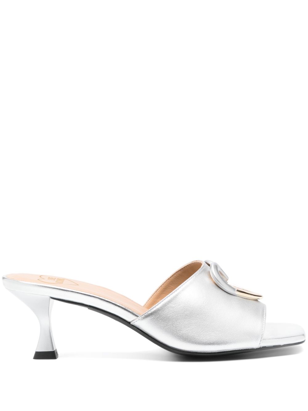 Love Moschino 60mm heart-appliqué mules - Silver von Love Moschino