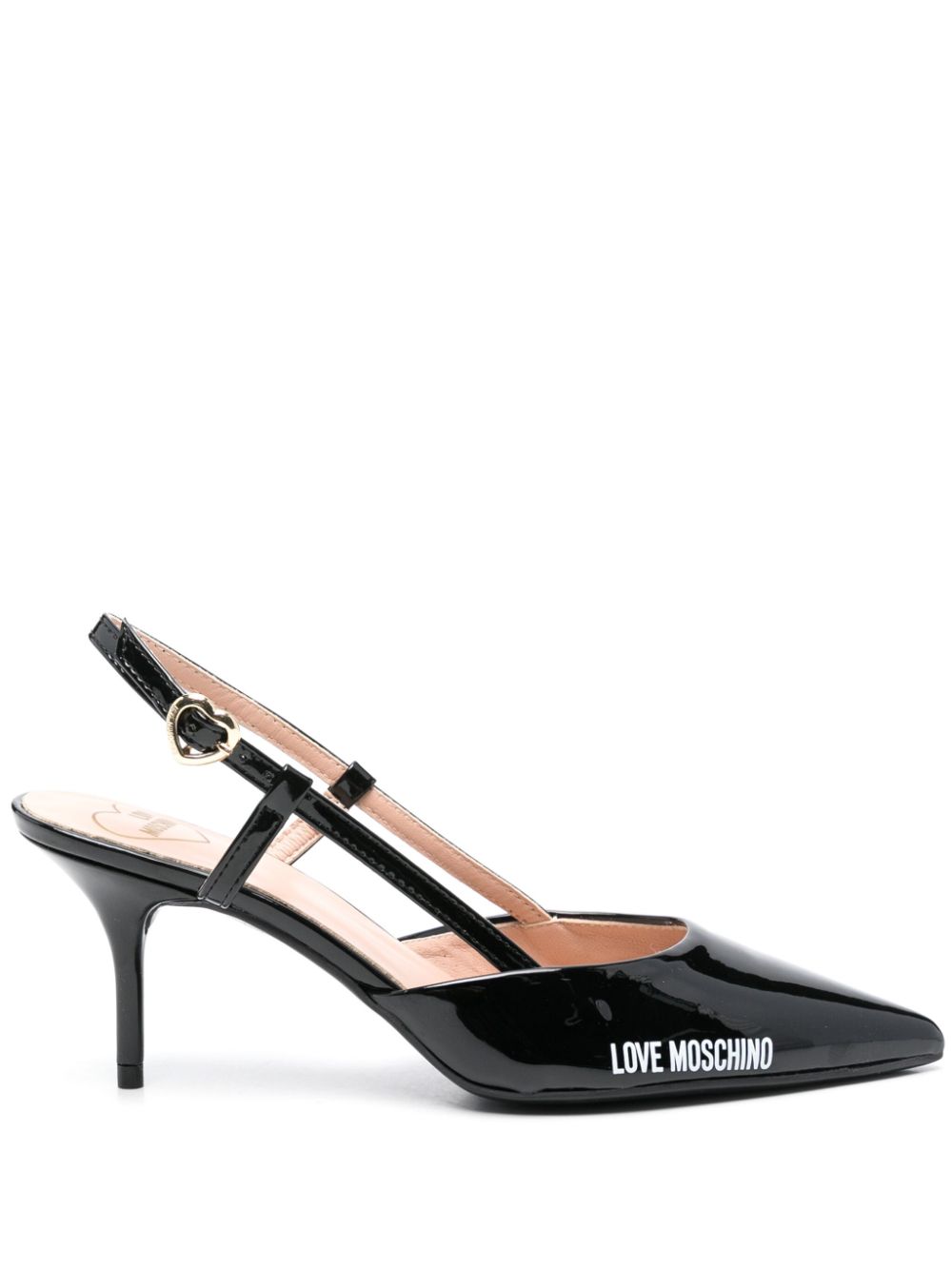 Love Moschino 80mm logo-print pump - Black von Love Moschino