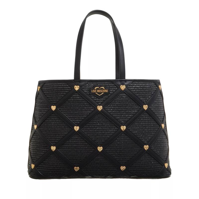 Love Moschino Schultertasche - Shopper Raffia - Gr. unisize - in Schwarz - für Damen von Love Moschino