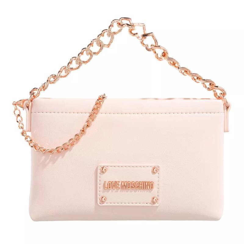 Love Moschino Schultertasche - Strass Heart Chain - Gr. unisize - in Rosa - für Damen von Love Moschino