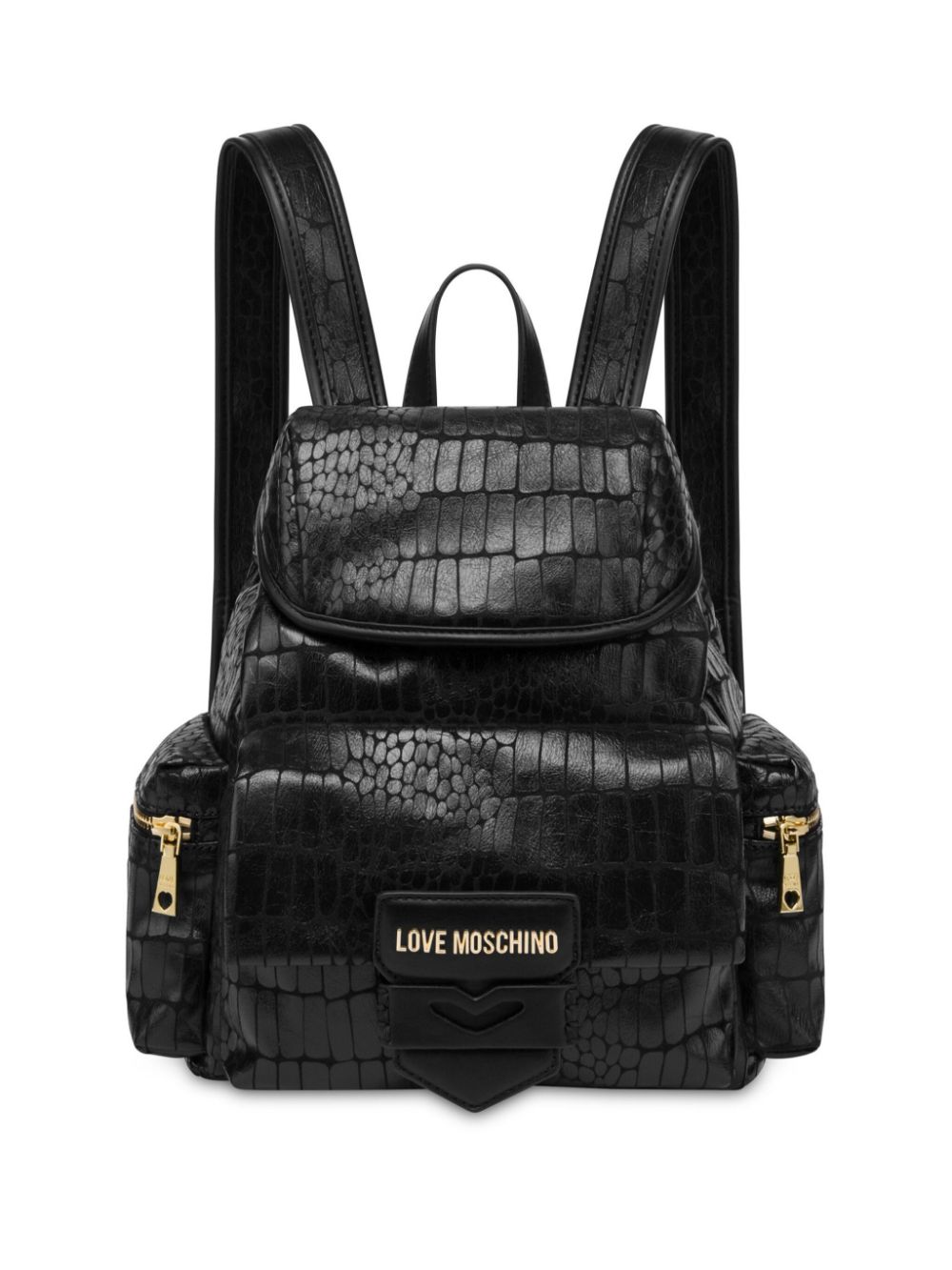 Love Moschino crocodile-effect backpack - Black von Love Moschino