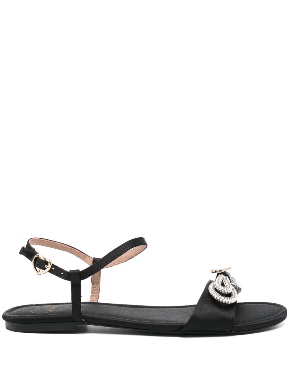 Love Moschino crystal-bow satin sandals - Black von Love Moschino