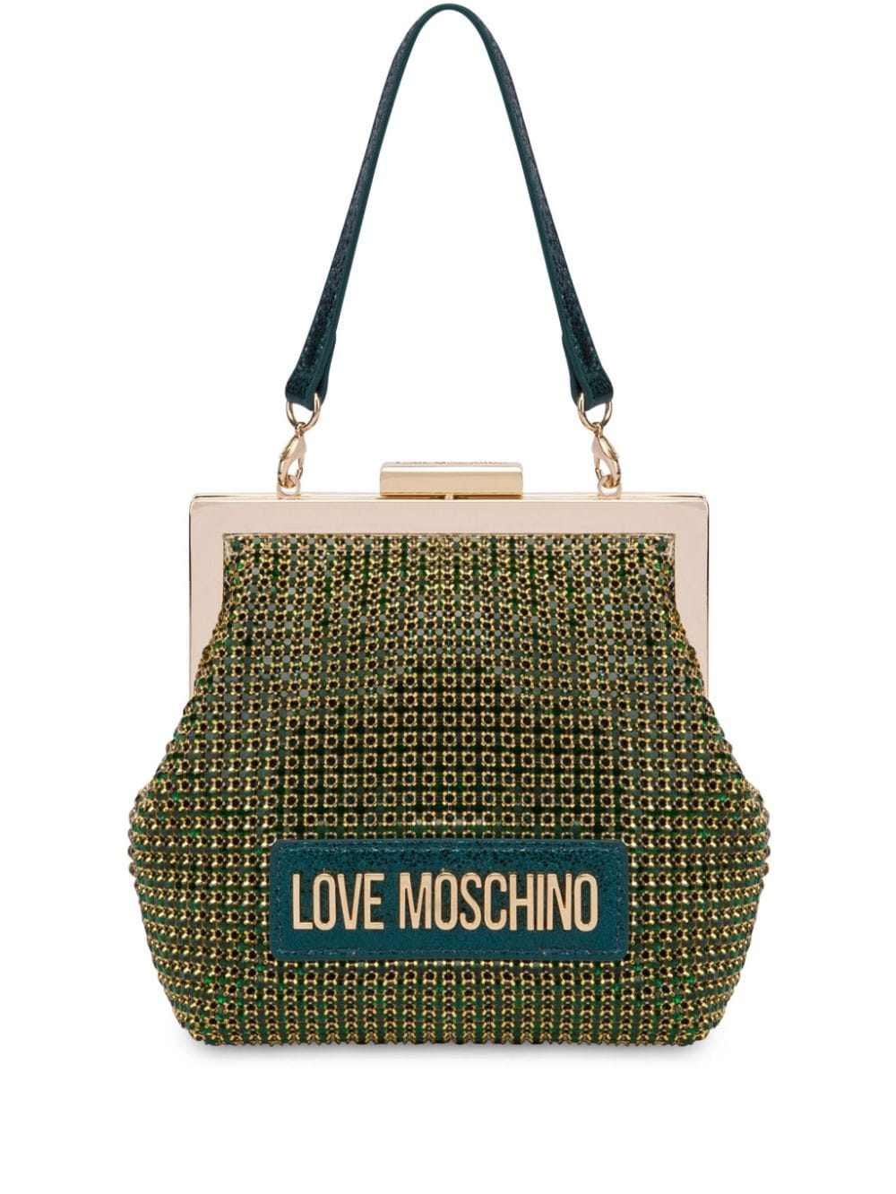 Love Moschino crystal-embellished clutch bag - Green von Love Moschino