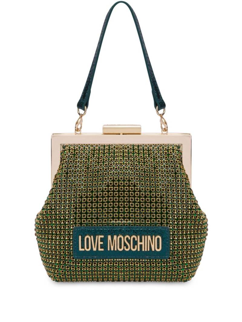 Love Moschino crystal-embellished clutch bag - Green von Love Moschino