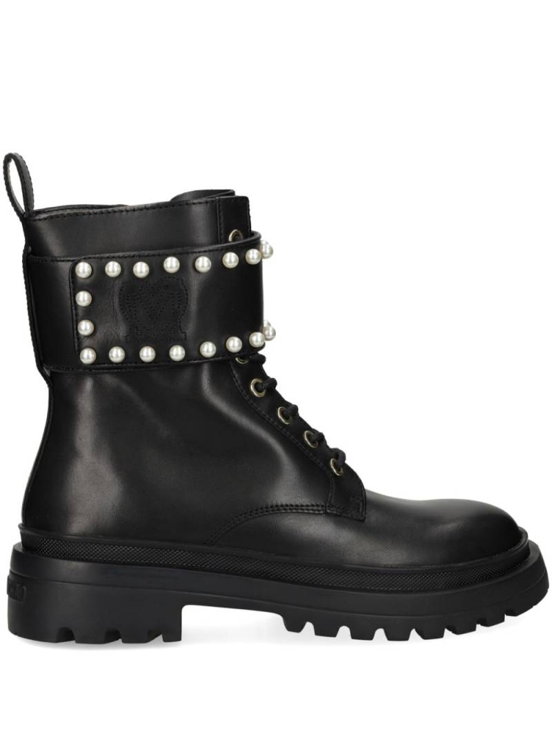 Love Moschino faux-pearl ankle boots - Black von Love Moschino