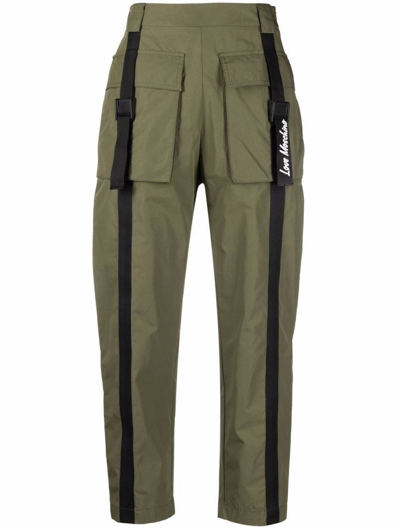 Love Moschino flap-pockets cotton-blend parachute trousers - Green von Love Moschino