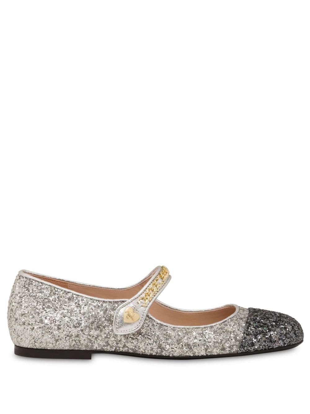 Love Moschino glitter-detail two-tone ballerinas - Silver von Love Moschino